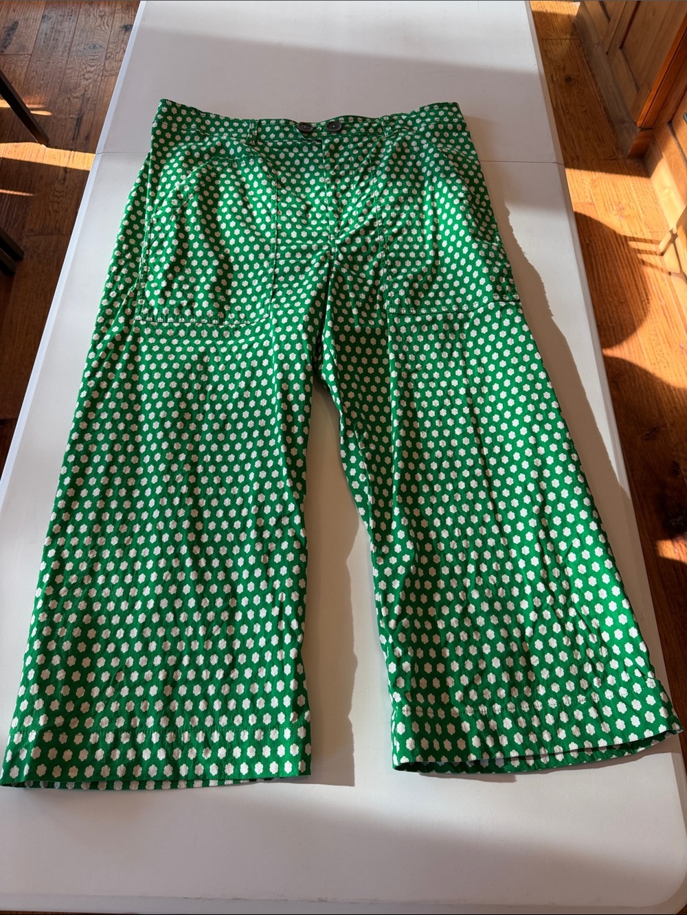 Maeve Green Polka Dot Wide-Leg Pants